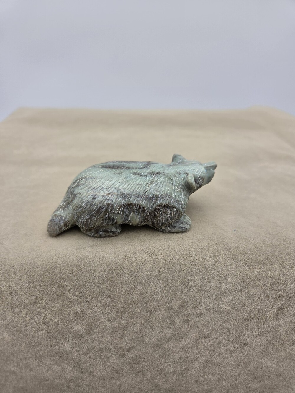 Hand Carved Green Stone Badger - Picture 2 of 5